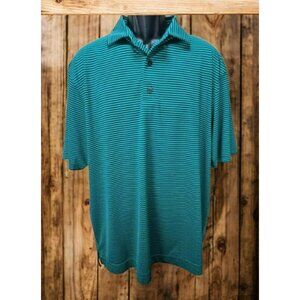 FOOTJOY FJ Men's Green Striped Lisle Golf Polo Large